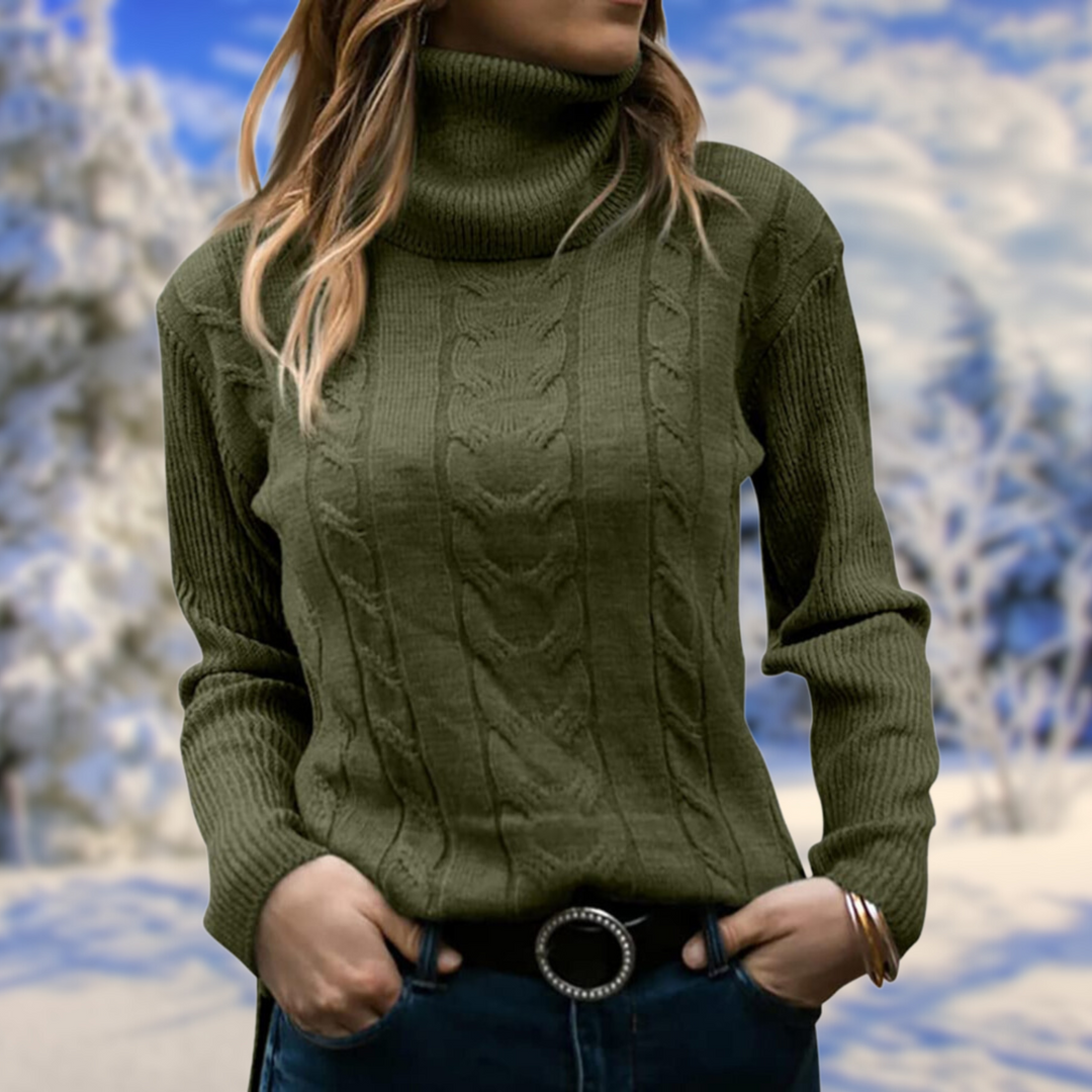 Estérine | Pull élégant col roulé torsadé en tricot pour femme
