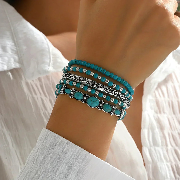 Ensemble de bracelets boho avec perles turquoises