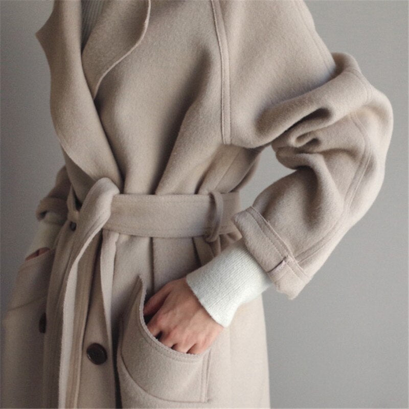 Bianca | Manteau élégant long en laine pour femme