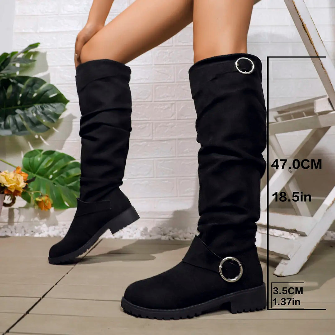 Aimée | Bottes chic hautes grises à talon pour femme