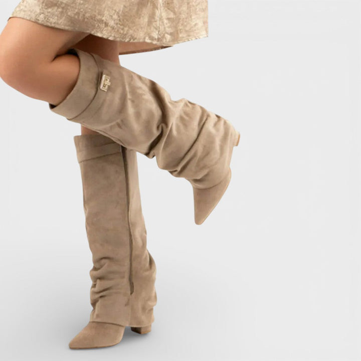 Angélique | Bottes chic à bout pointu froncées et boucle latérale pour femme