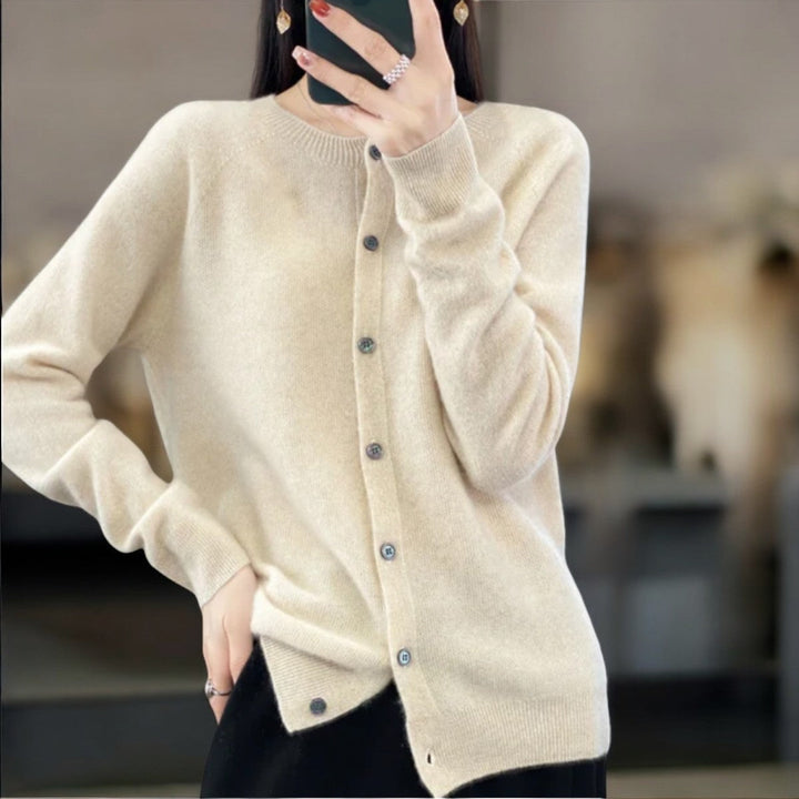 Tessa | Cardigan élégant long en maille de laine pour femme