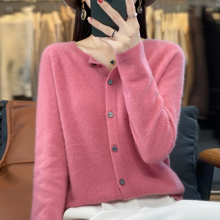 Tessa | Cardigan élégant long en maille de laine pour femme