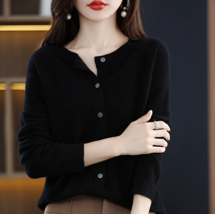 Tessa | Cardigan élégant long en maille de laine pour femme