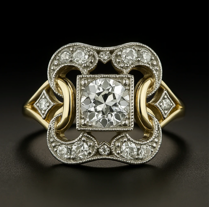 Bague Classique en Or avec Zirconia Vintage