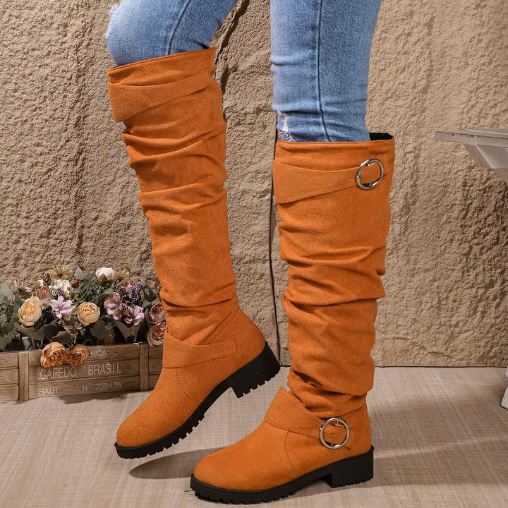 Aimée | Bottes chic hautes grises à talon pour femme