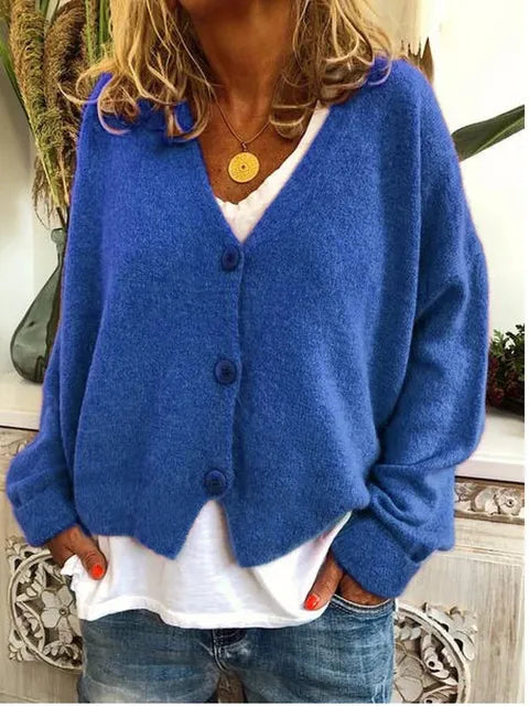 Ségolène | Cardigan élégant en maille à col V et boutons pour femme