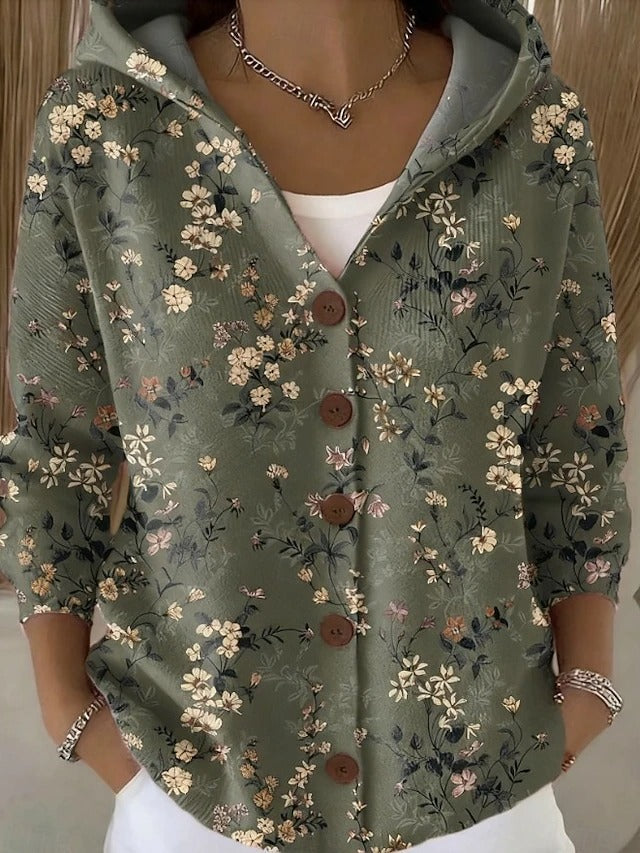 Émilie | Veste légère élégante à capuche imprimée pour femme