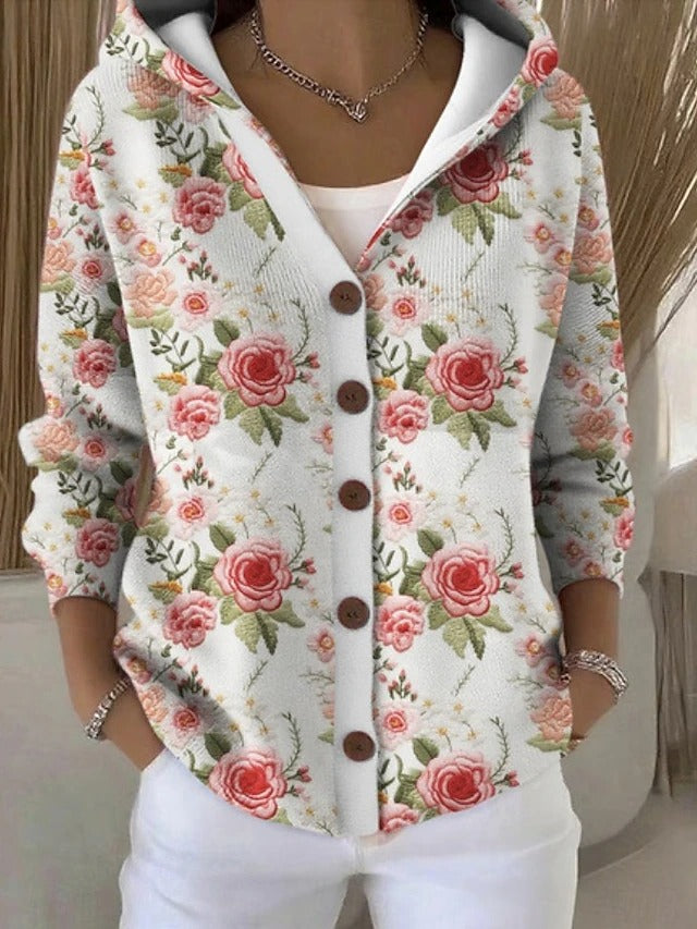 Émilie | Veste légère élégante à capuche imprimée pour femme