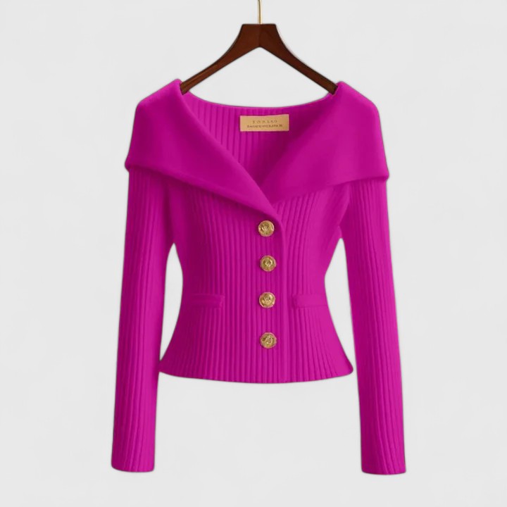 Priscille | Cardigan élégant en maille côtelée à col châle pour femme