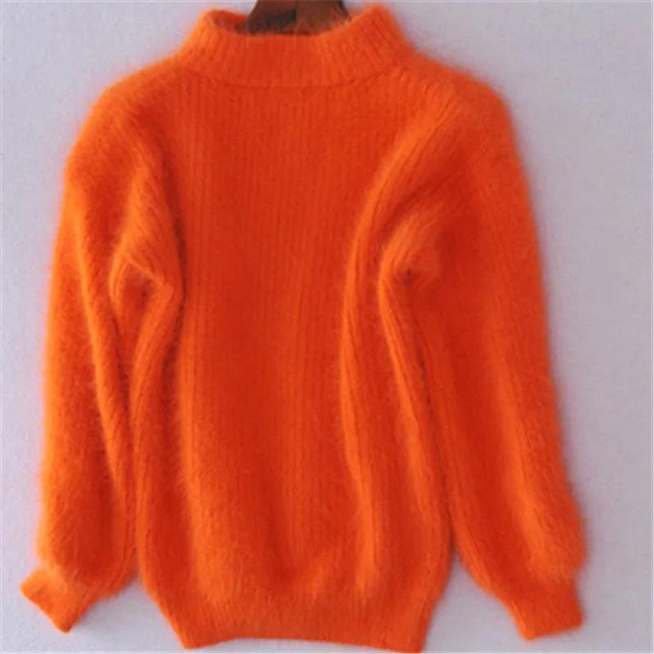 Cyrielle | Pull élégant en maille à col montant et manches bouffantes pour femme