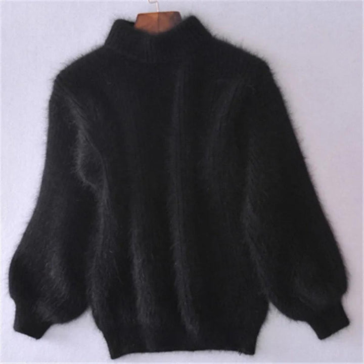 Cyrielle | Pull élégant en maille à col montant et manches bouffantes pour femme
