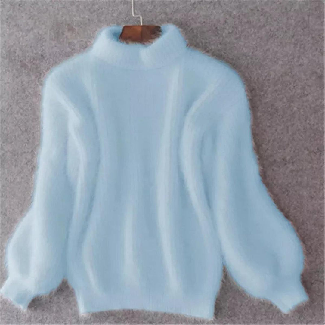 Cyrielle | Pull élégant en maille à col montant et manches bouffantes pour femme