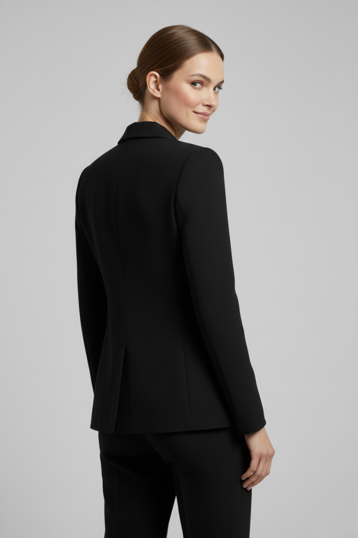 Rébecca | Blazer noir chic cintré à double boutonnage pour femme