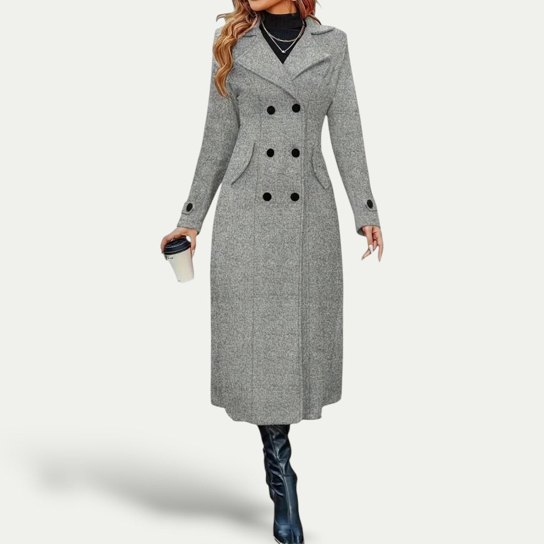 Noélie | Manteau long chic à double boutonnage pour femme
