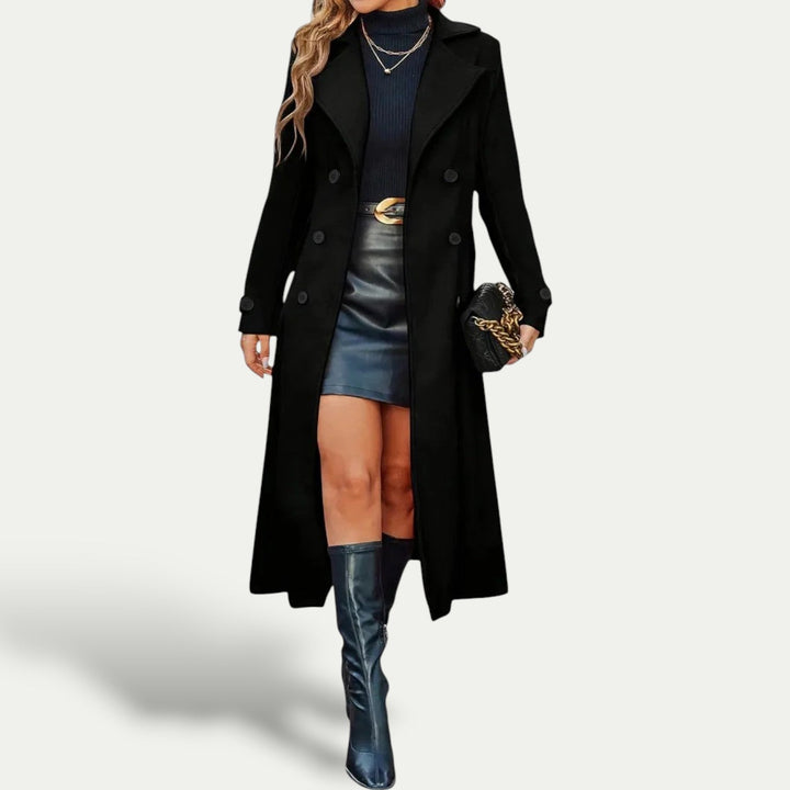 Noélie | Manteau long chic à double boutonnage pour femme