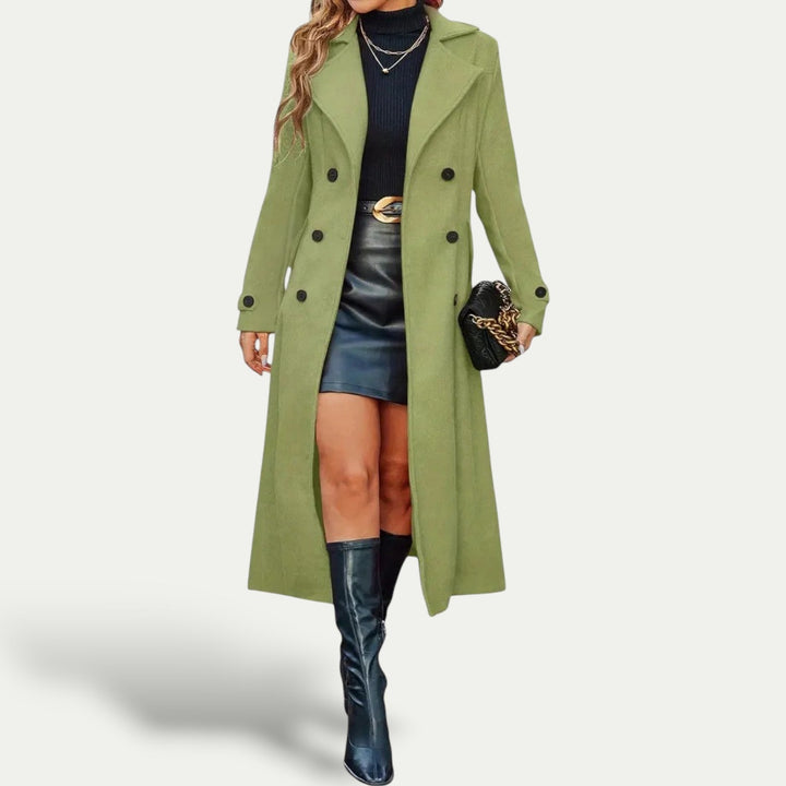 Noélie | Manteau long chic à double boutonnage pour femme