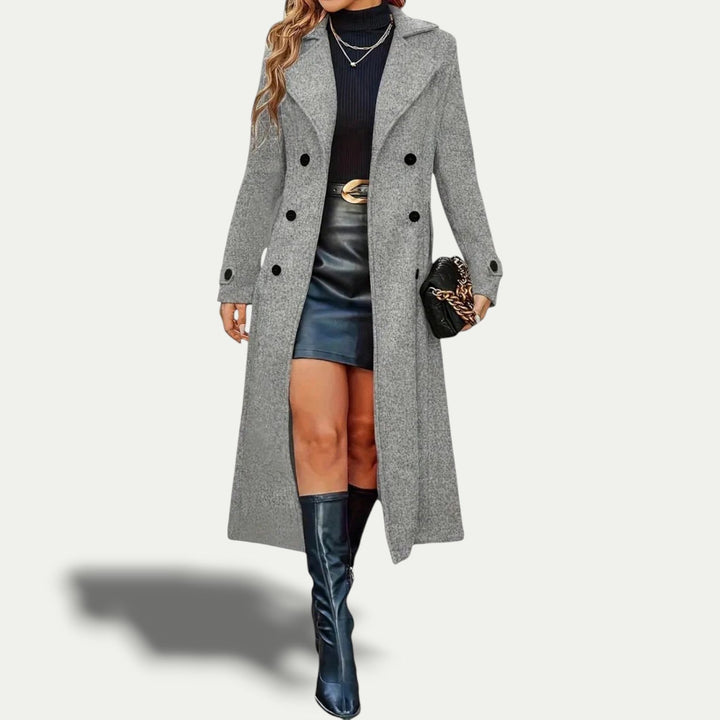 Noélie | Manteau long chic à double boutonnage pour femme