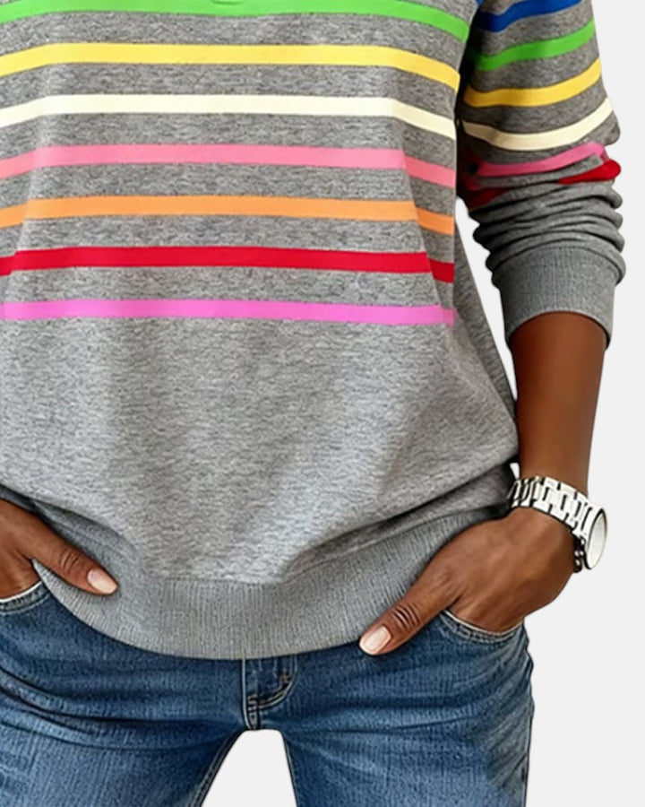 Victoire | Pull rayé à fermeture éclair pour femmes