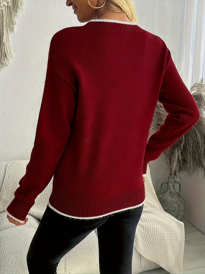 Rolande | Pull de Noël chic oversize en maille à manches longues et col rond pour femme