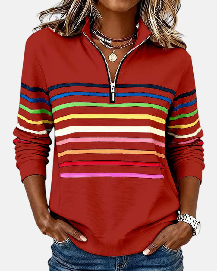 Victoire | Pull rayé à fermeture éclair pour femmes