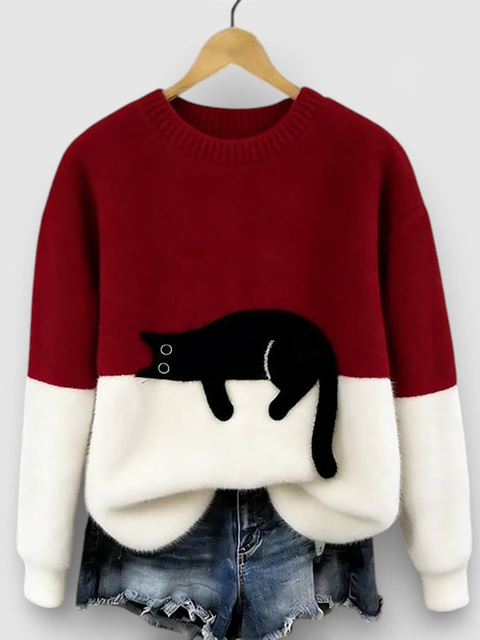 Camélia | Pull imprimé félin chic pour femmes