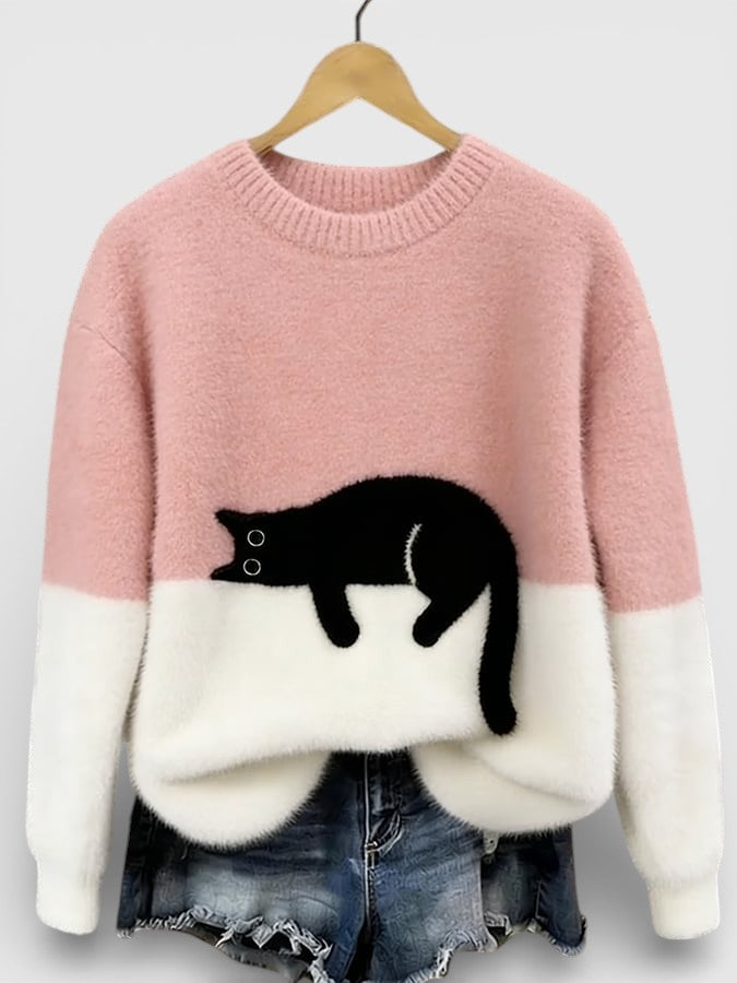 Camélia | Pull imprimé félin chic pour femmes