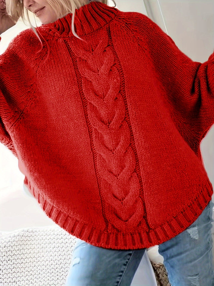 Claire | Pull élégant torsadé à col montant pour femme