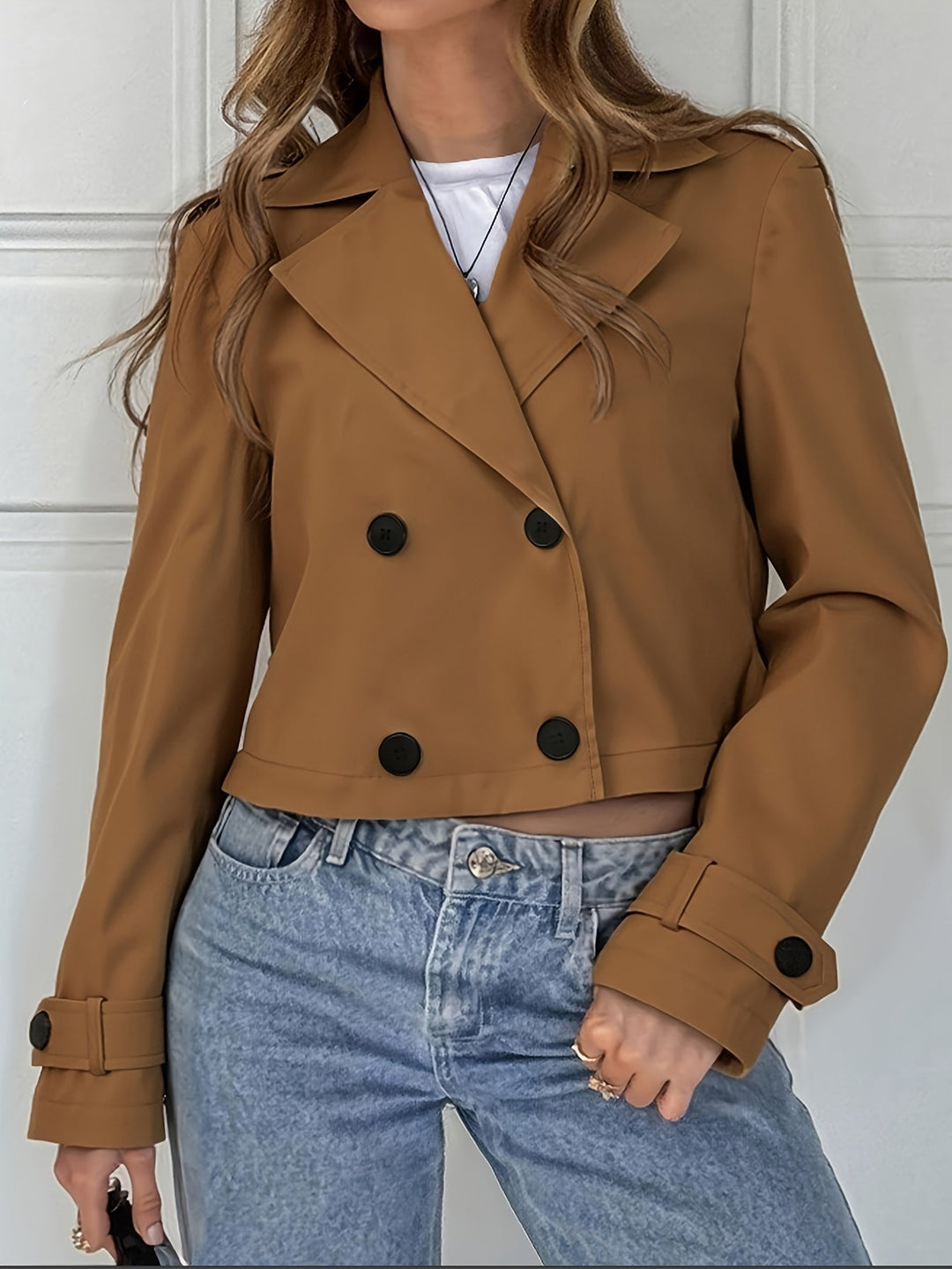 Laurie | Manteau caban court chic marron pour femme