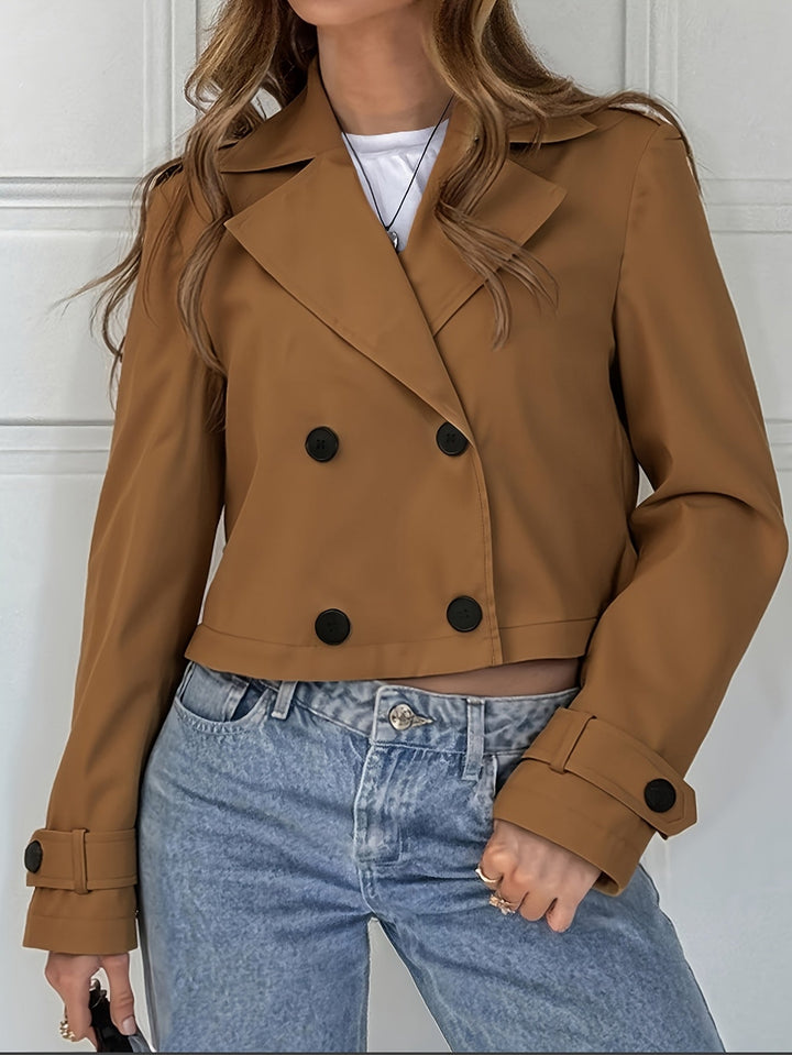 Laurie | Manteau caban court chic marron pour femme