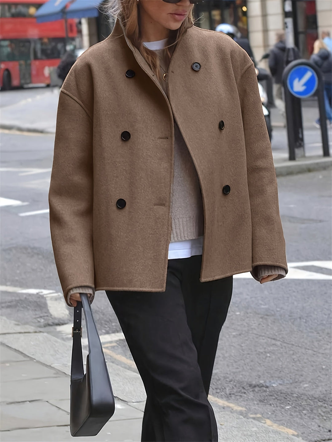 Maylis | Manteau caban long camel chic en laine pour femme