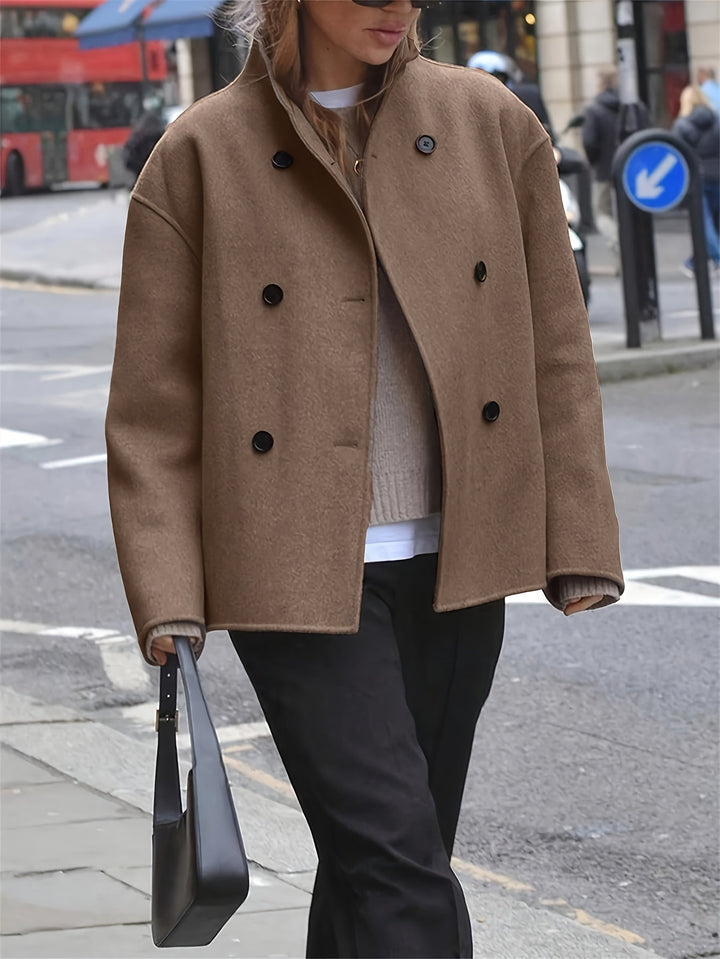 Maylis | Manteau caban long camel chic en laine pour femme