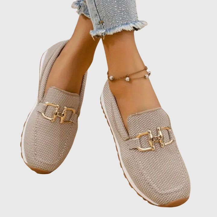 Lisette | Mocassins élégants en maille respirante à détail doré et semelle amortissante pour femme