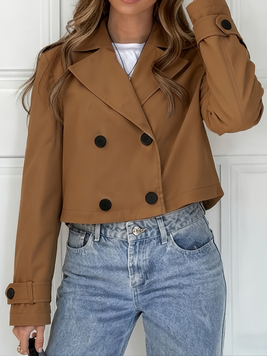 Laurie | Manteau caban court chic marron pour femme