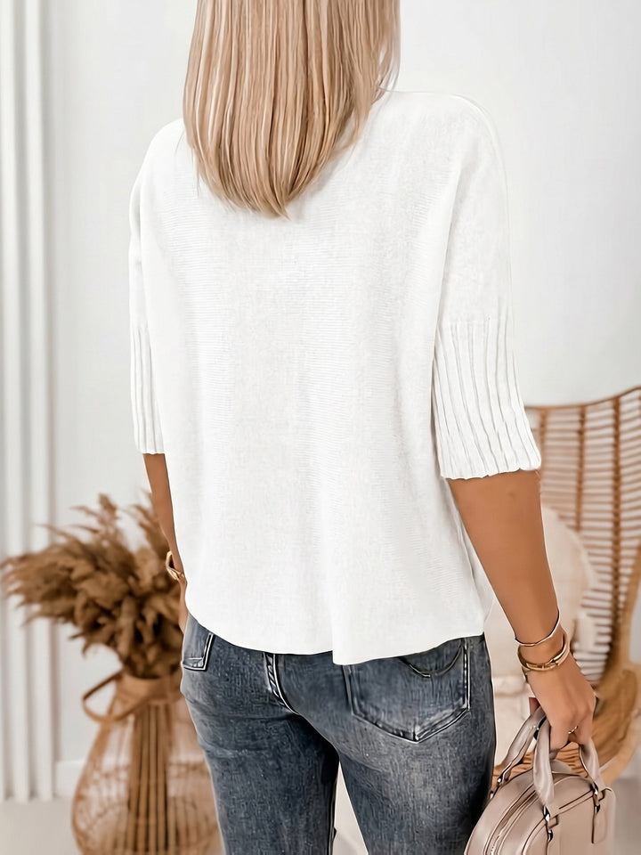 Thérèse | Pull élégant oversize en maille côtelée à col roulé pour femme