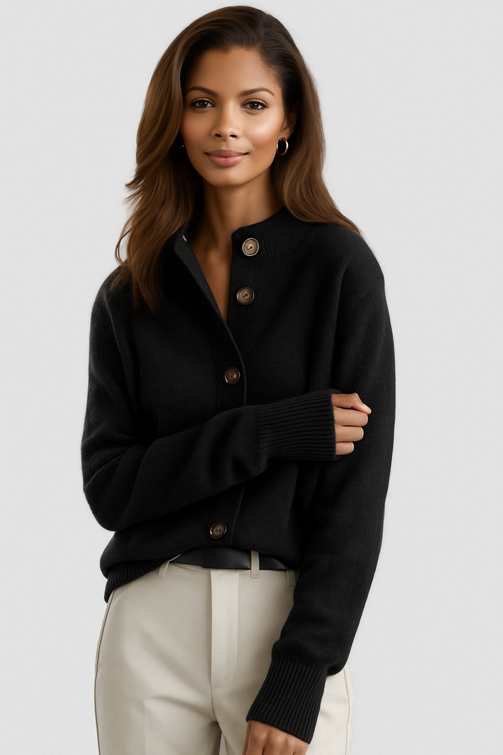 Philippine | Cardigan chic en maille à col boutonné pour femme