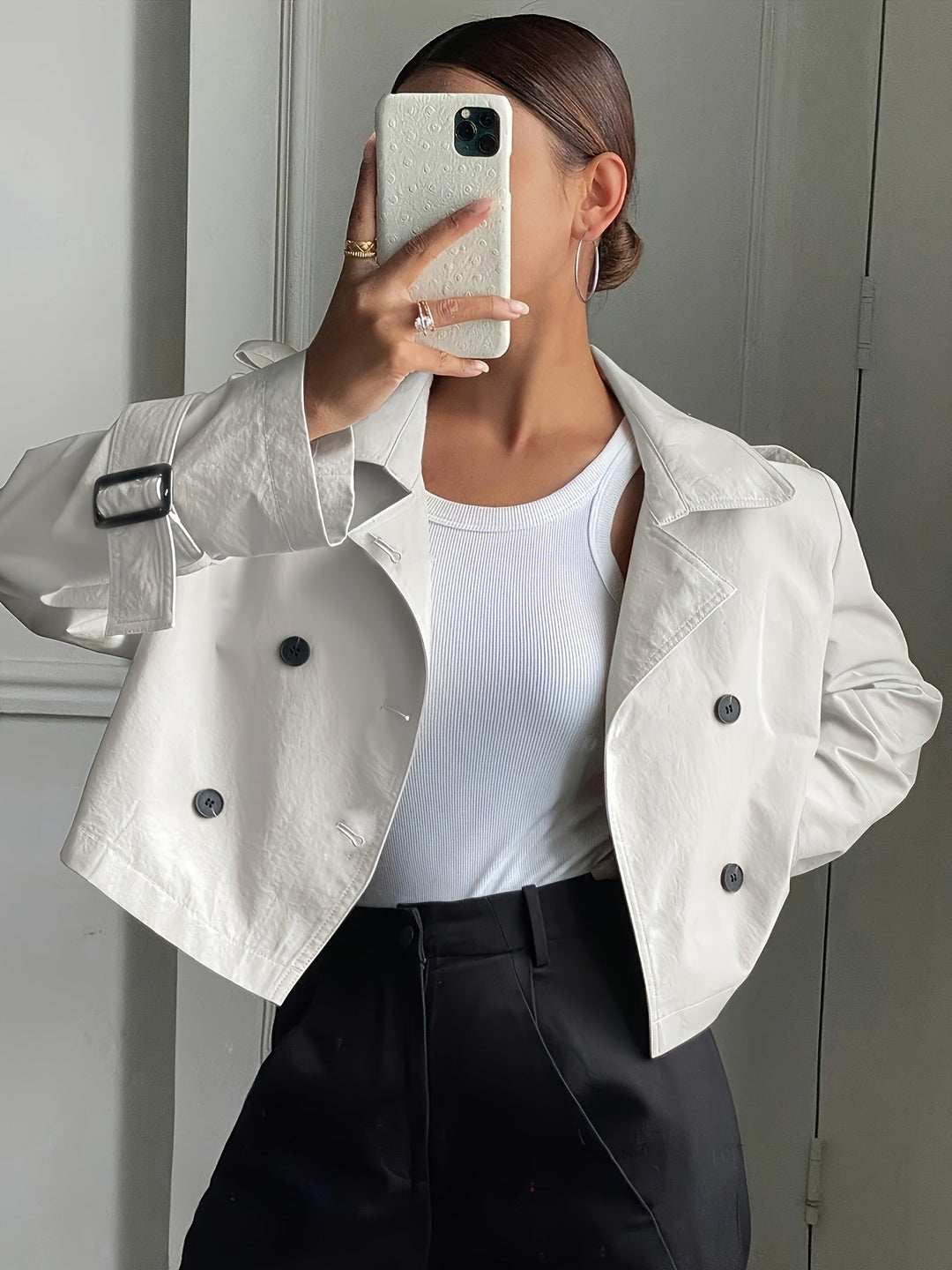 Lucile | Manteau caban court chic croisé pour femme