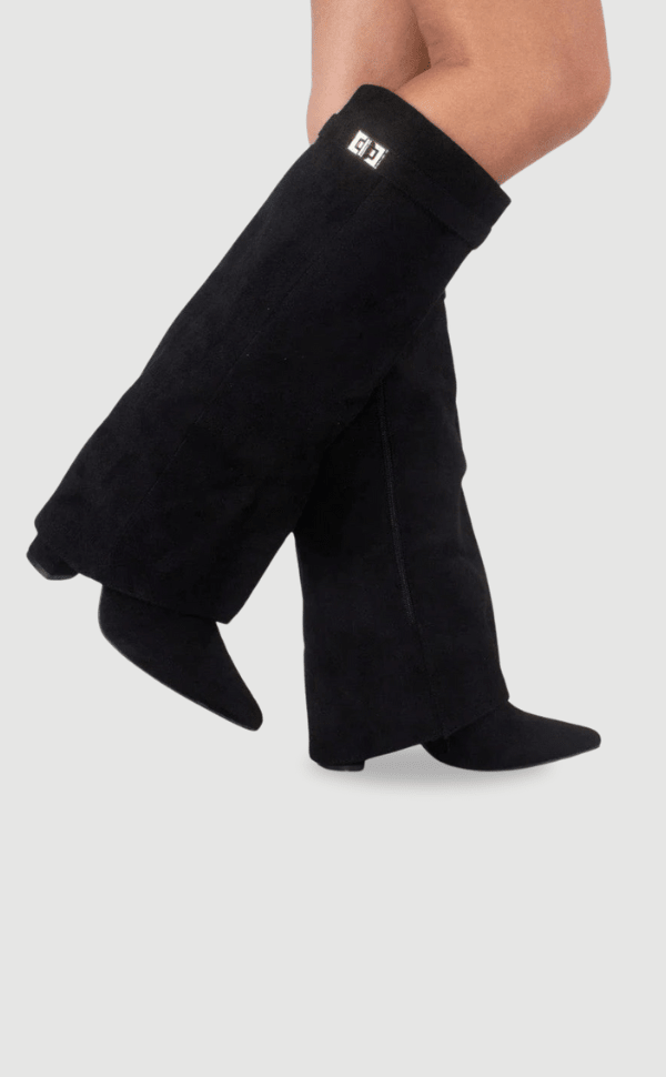 Romy | Bottes élégantes hautes en daim à talon et bout pointu pour femme
