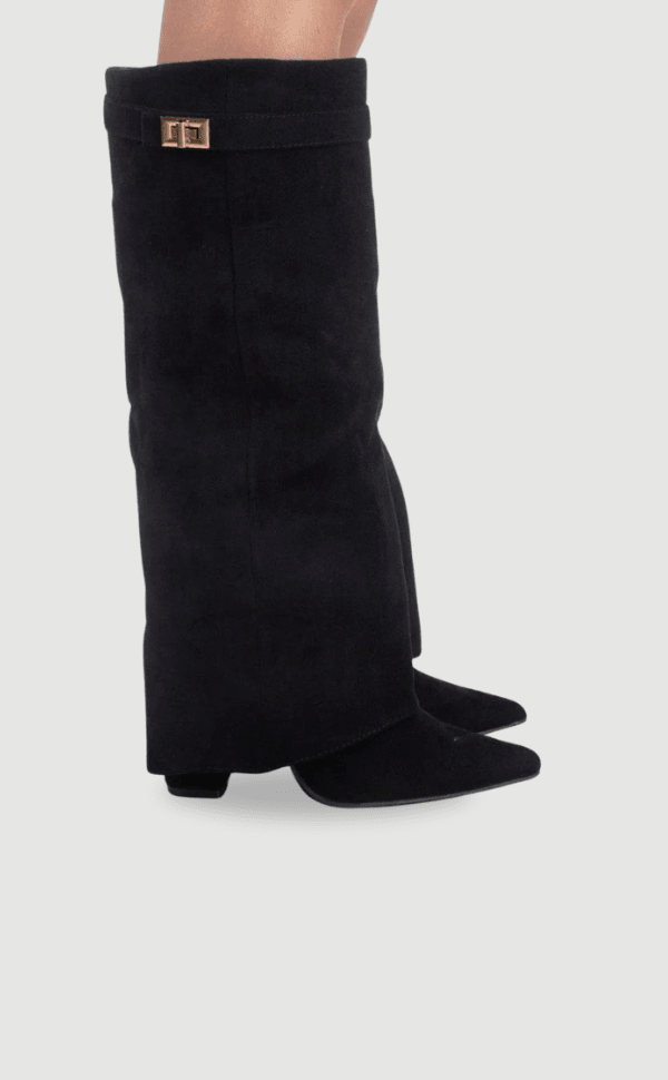Romy | Bottes élégantes hautes en daim à talon et bout pointu pour femme
