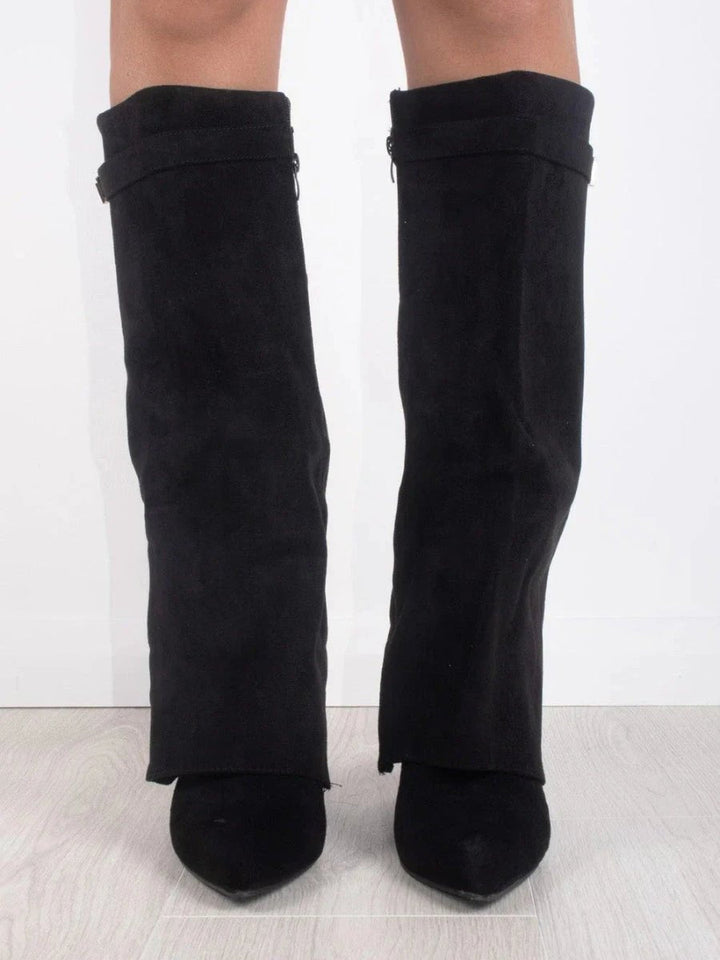 Romy | Bottes élégantes hautes en daim à talon et bout pointu pour femme
