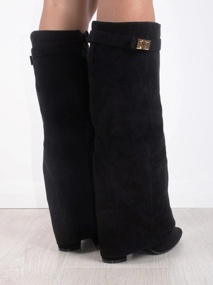 Romy | Bottes élégantes hautes en daim à talon et bout pointu pour femme