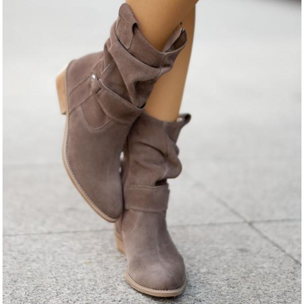 Suzanne | Bottines chic en daim froissées à boucle pour femme
