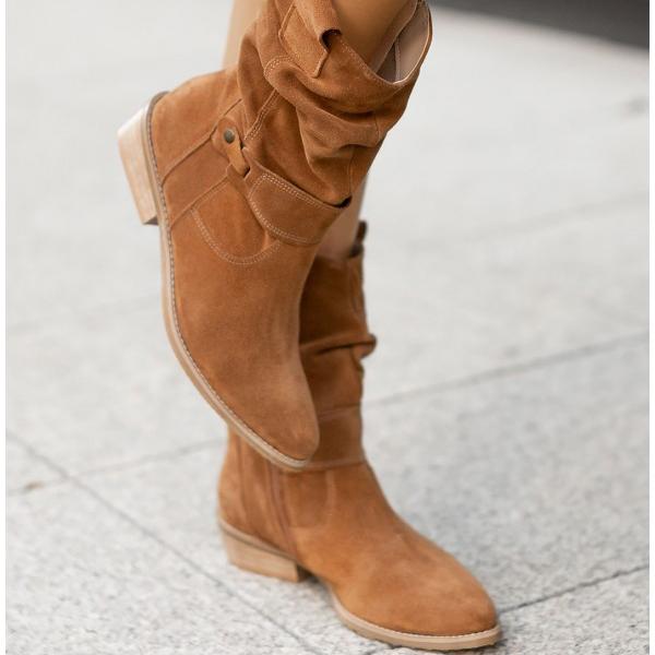 Suzanne | Bottines chic en daim froissées à boucle pour femme