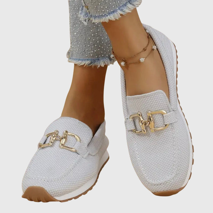 Lisette | Mocassins élégants en maille respirante à détail doré et semelle amortissante pour femme