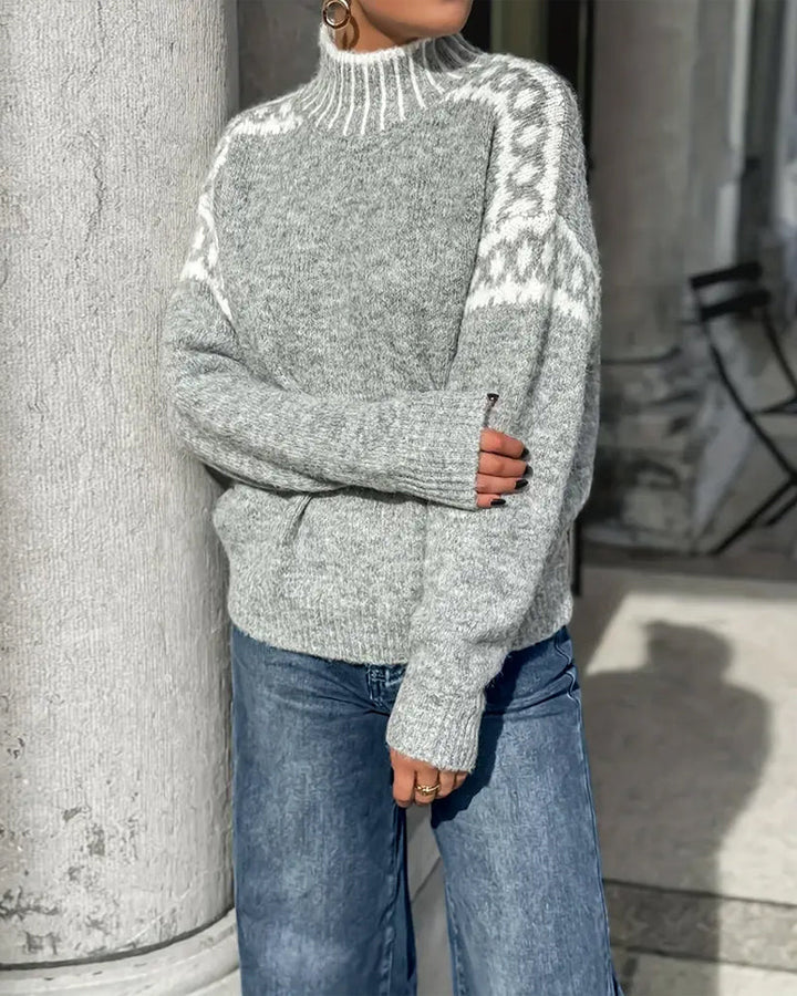 Gaëlle | Pull chic col roulé jacquard pour femme