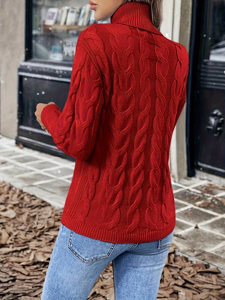 Mélisande | Pull chic à torsades col roulé pour femme