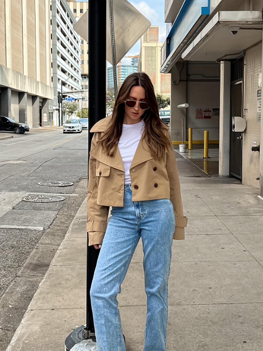 Ysaline | Manteau caban court chic croisé pour femme