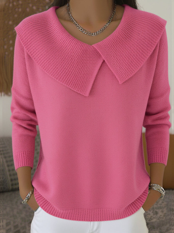 Céline | Pull élégant en maille à grand col rabattu pour femme