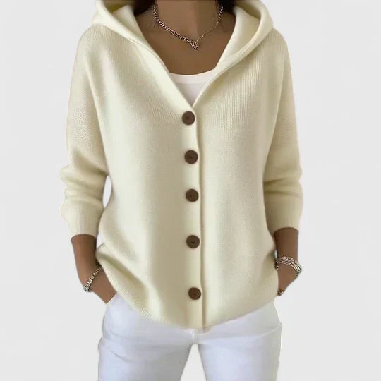 Jessica | Cardigan chic à capuche et boutons pour femme