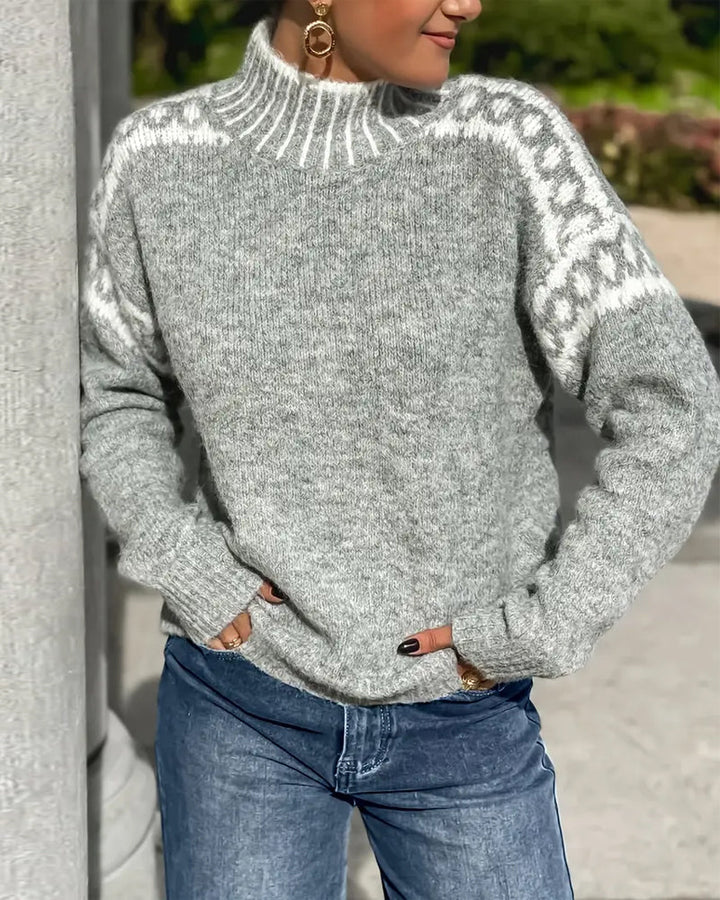 Gaëlle | Pull chic col roulé jacquard pour femme